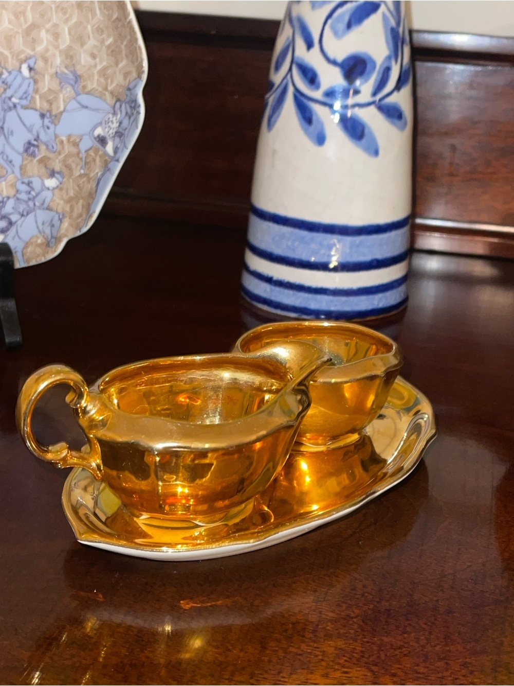 Gold Glass Creamer and Sugar Set - Home Dining